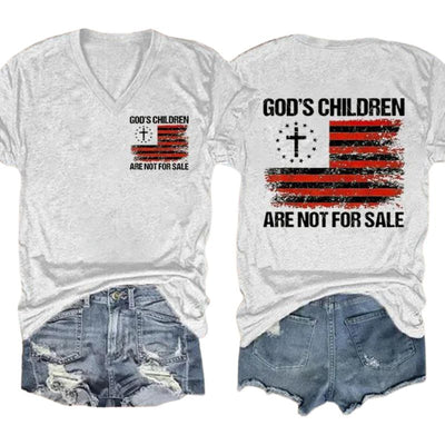 Women's Casual God'S Children Are Not For Sale Double-sided Printed Short Sleeve T-Shirt