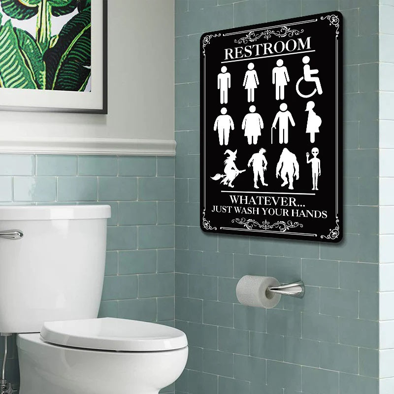 Whatever Just Wash Your Hands - Restroom Metal Sign - Home Decoration - Wall Art Decor - Funny Restroom Decor