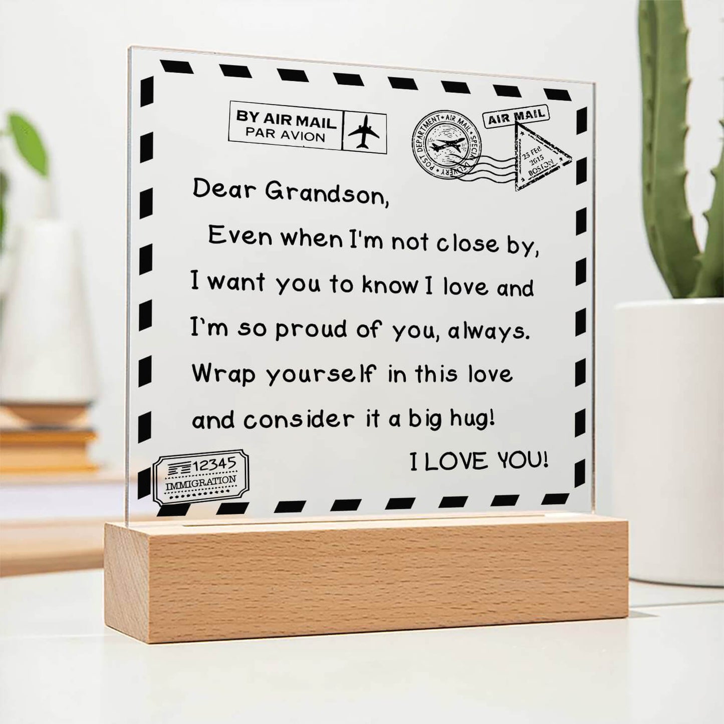 To My Grandson - I Love You - D351 -  LED Acrylic Plaque