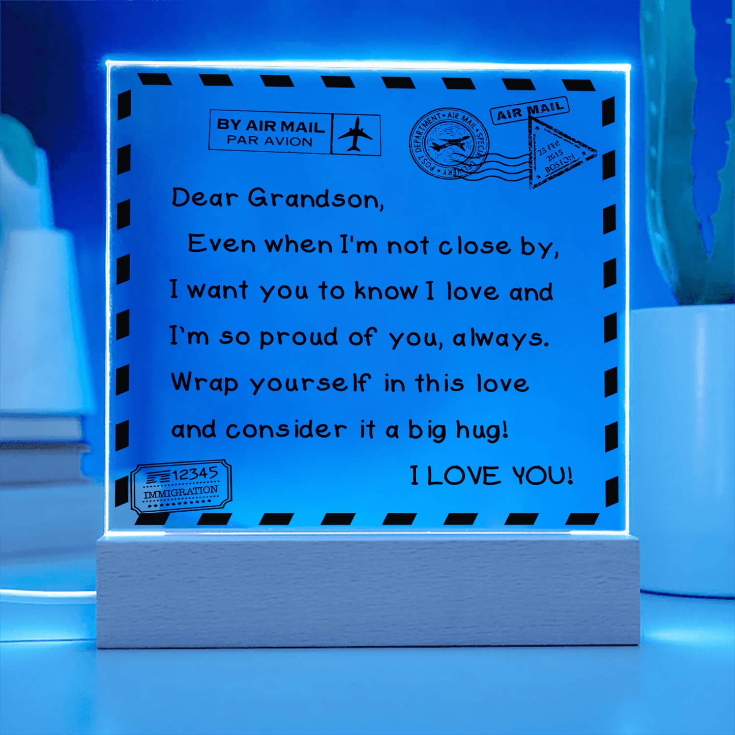 To My Grandson - I Love You - D351 -  LED Acrylic Plaque