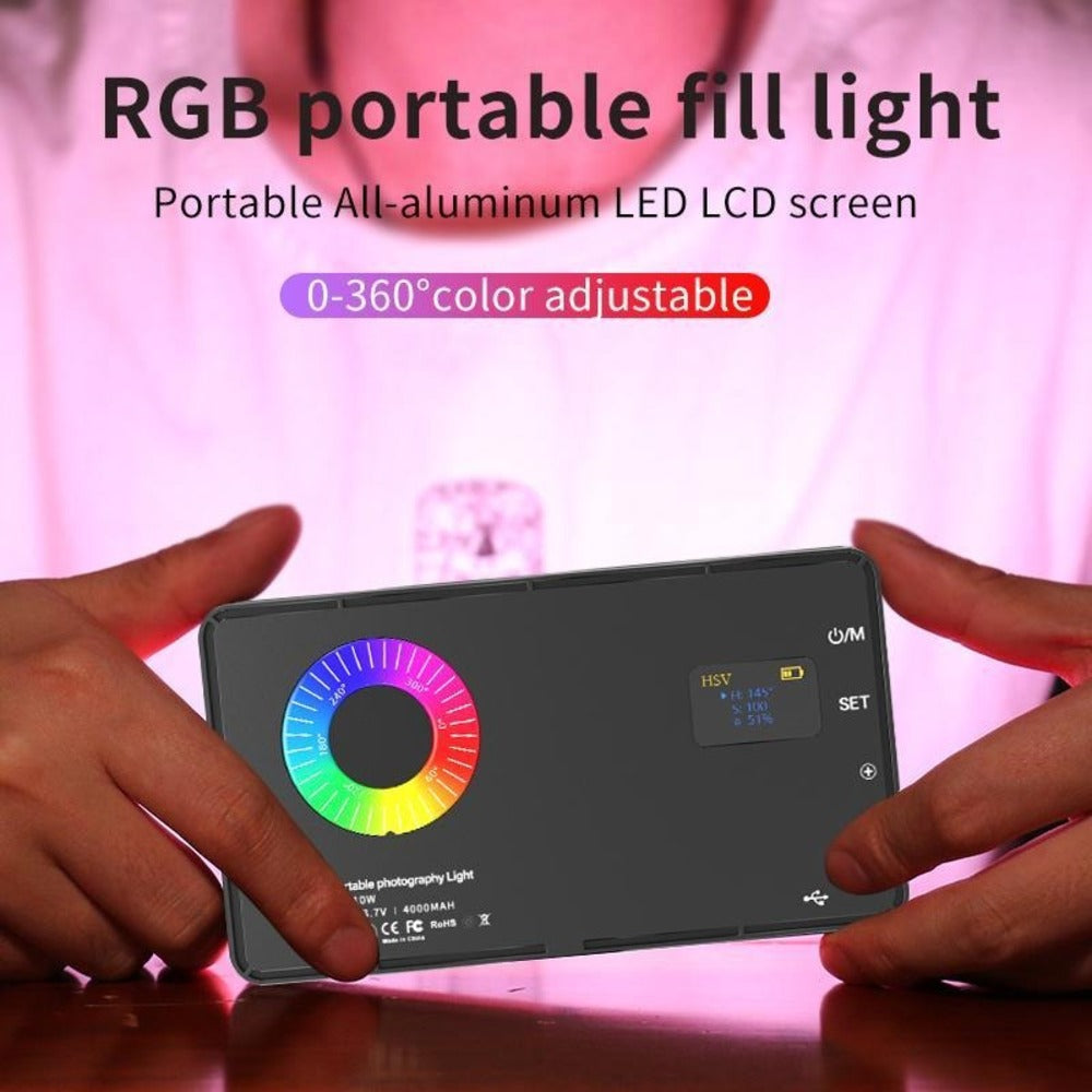 Metallic LED Selfie Light - Rechargeable Dimmable Clip-On Panel Lamp for iPhone and Smartphones