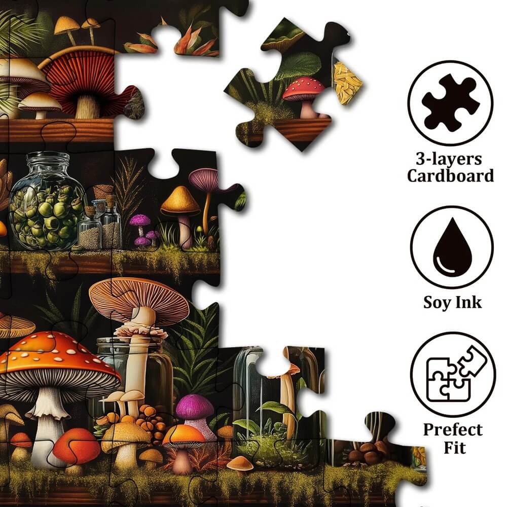 Mushroom Bookshelf Puzzle 1000-Piece