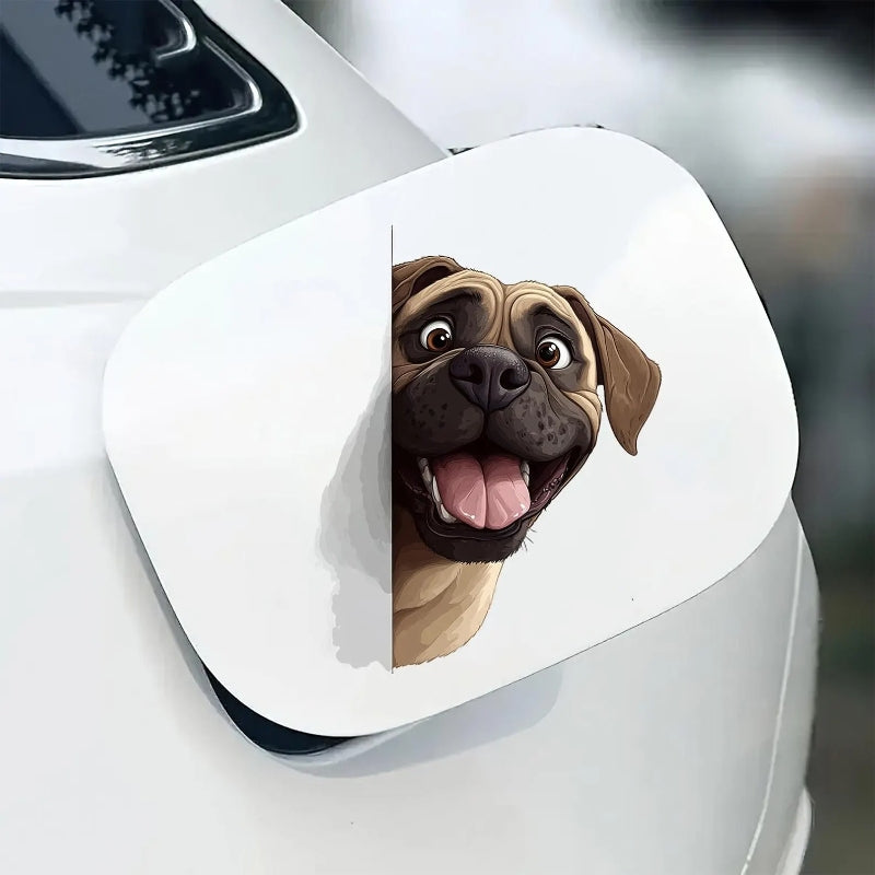 English Mastiff Dog - Peekaboo Dog Head Car Sticker - DS043