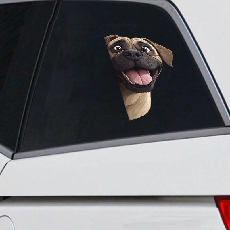English Mastiff Dog - Peekaboo Dog Head Car Sticker - DS043