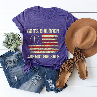 Women's Casual God'S Children Are Not For Sale Printed Short Sleeve T-Shirt