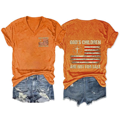 Women's Casual God'S Children Are Not For Sale Double-sided Printed Short Sleeve T-Shirt