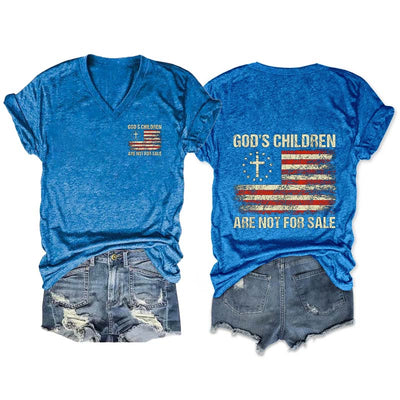 Women's Casual God'S Children Are Not For Sale Double-sided Printed Short Sleeve T-Shirt