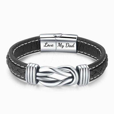 "Son And Dad Forever Linked Together" Braided Leather Bracelet