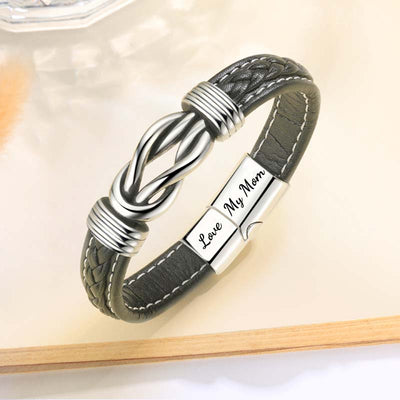 "Daughter And Mom Forever Linked Together" Braided Leather Bracelet