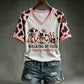 Walking By Faith T-Shirt - Funny Cow Graphic V-neck Tee