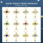 Birthstone Zirconia - Angel Wings Cross Necklace