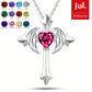 Birthstone Zirconia - Angel Wings Cross Necklace