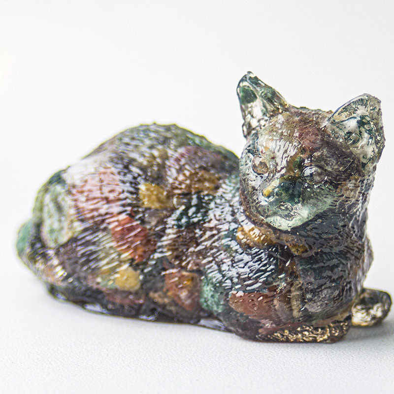 Handmade Natural Crystal Gemstone Lying Cat