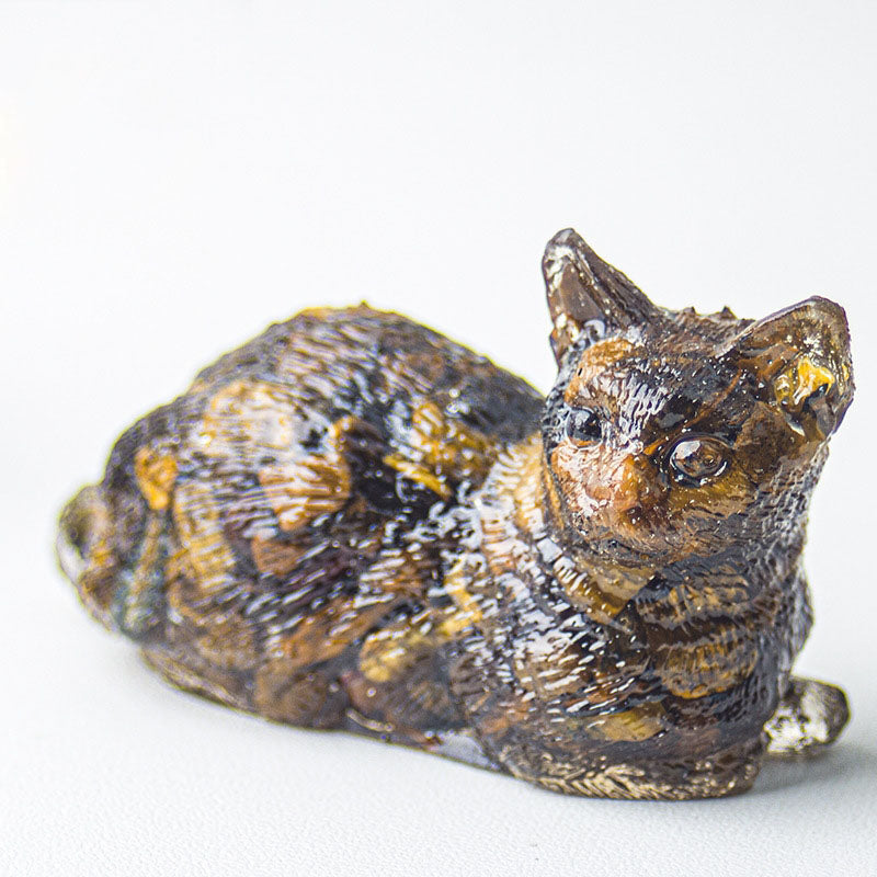 Handmade Natural Crystal Gemstone Lying Cat