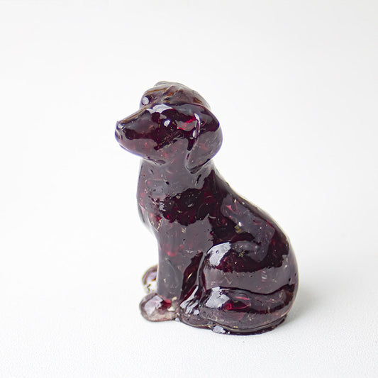 Handmade Natural Crystal Gemstone Sitting Dog - Garnet