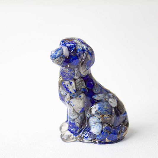 Handmade Natural Crystal Gemstone Sitting Dog - Lapis Lazuli