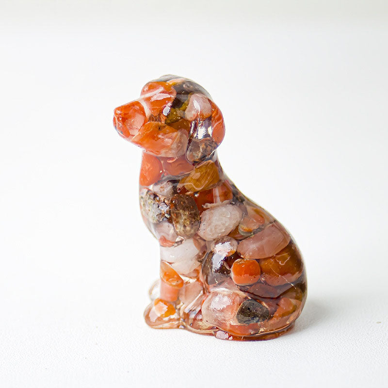 Handmade Natural Crystal Gemstone Sitting Dog