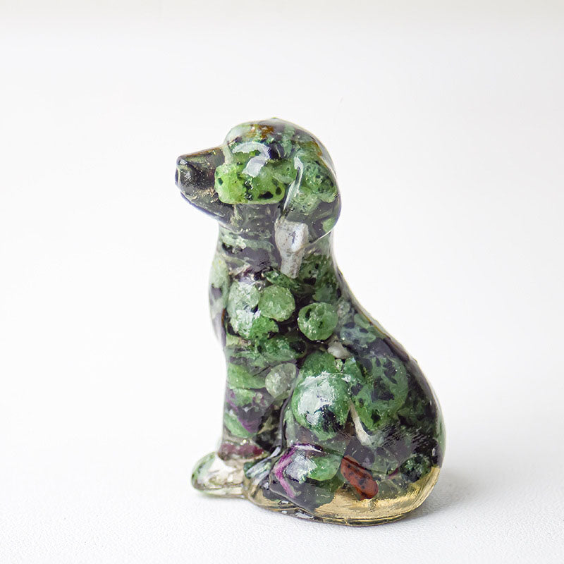 Handmade Natural Crystal Gemstone Sitting Dog