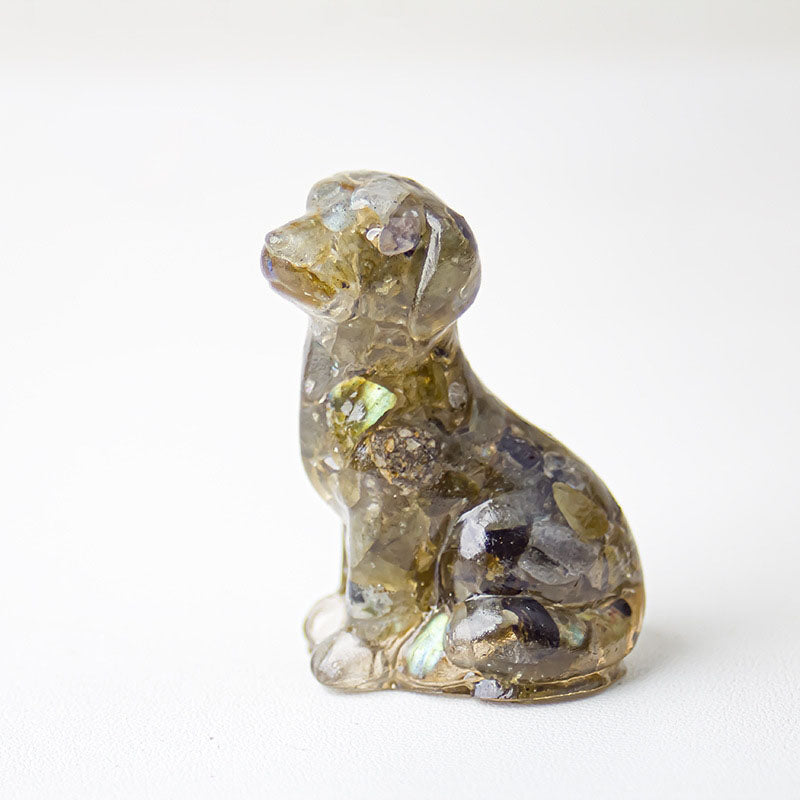 Handmade Natural Crystal Gemstone Sitting Dog