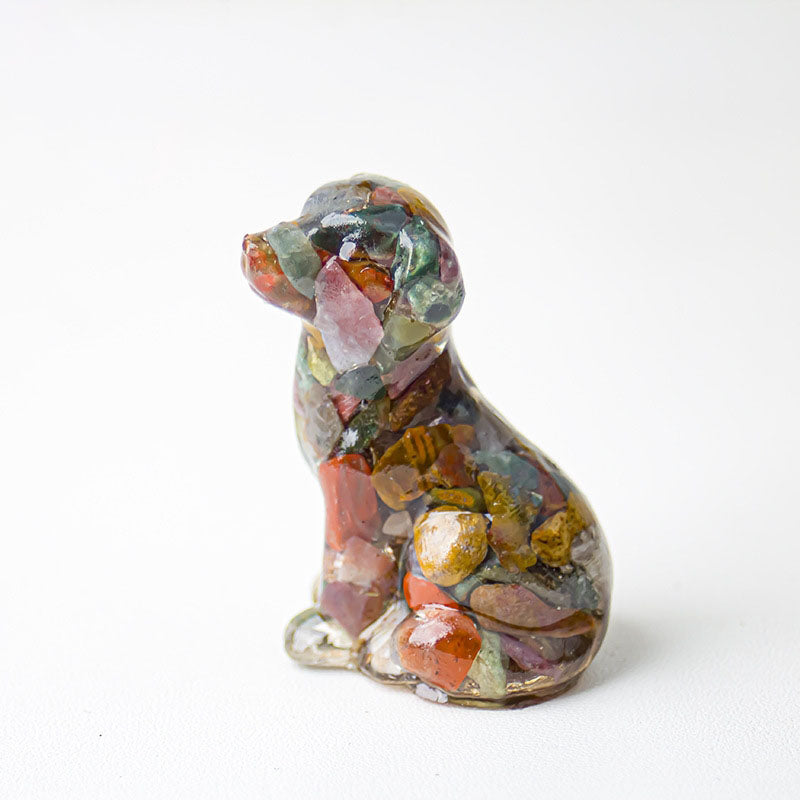 Handmade Natural Crystal Gemstone Sitting Dog