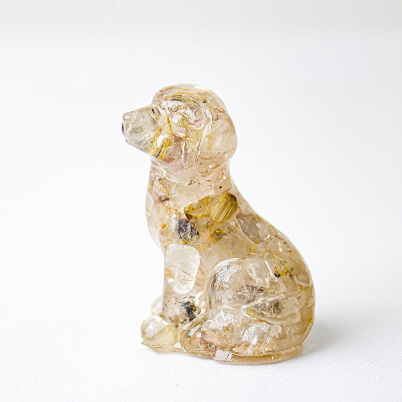 Handmade Natural Crystal Gemstone Sitting Dog