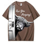 Funny Highland Cow "Are You Pooping?" Short Sleeve T-shirt