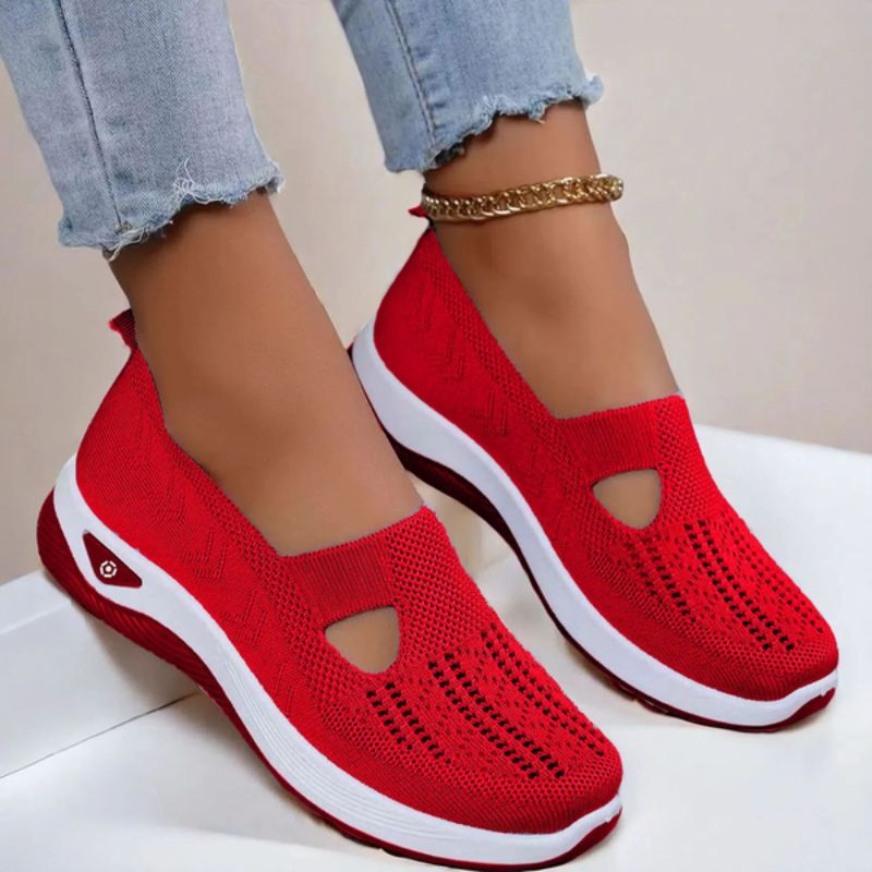 Summer Breathable Non-Slip Soft Sole Elderly Shoes, Women's Casual Orthopedic Walking Flats for Middle-Aged and Seniors