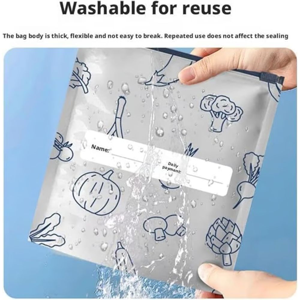 (30pcs )Reusable Aluminum Foil Sealable Storage Bags, 2025 New Resealable Vacuum Zipper Pouches for Food, Stand Up Foil Sealable Bags with Label and Zip Lock for Vegetable Fruit Meat