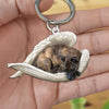 Sleeping Angel Acrylic Keychain Brindle Staffy SA149