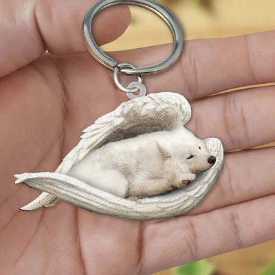 Sleeping Angel Acrylic Keychain Samoyed SA167