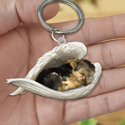 Sleeping Angel Acrylic Keychain Morkie SA172