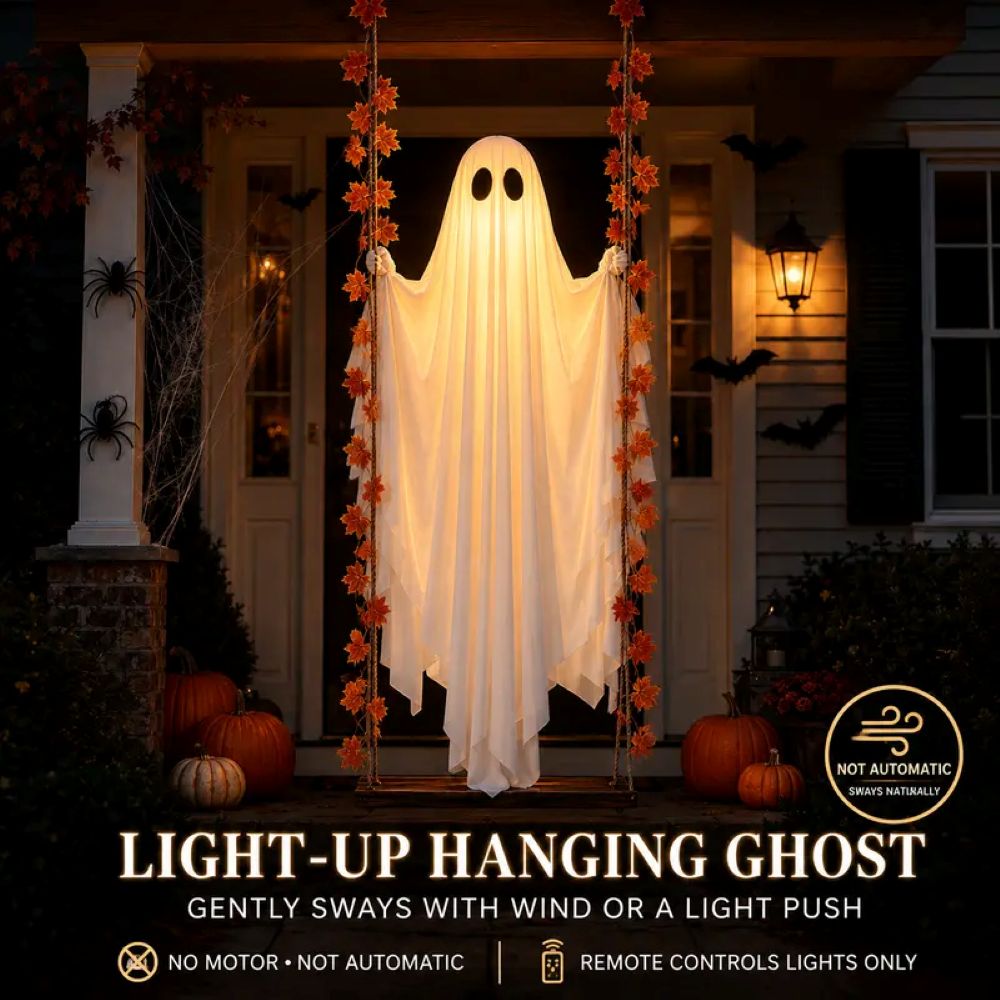 LED Light-Up Swinging Ghost Halloween Decoration
