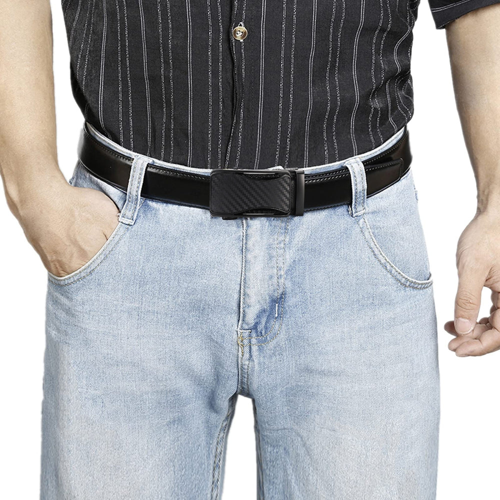 Leather Ratchet Belt With Adjustable Buckle - LR004