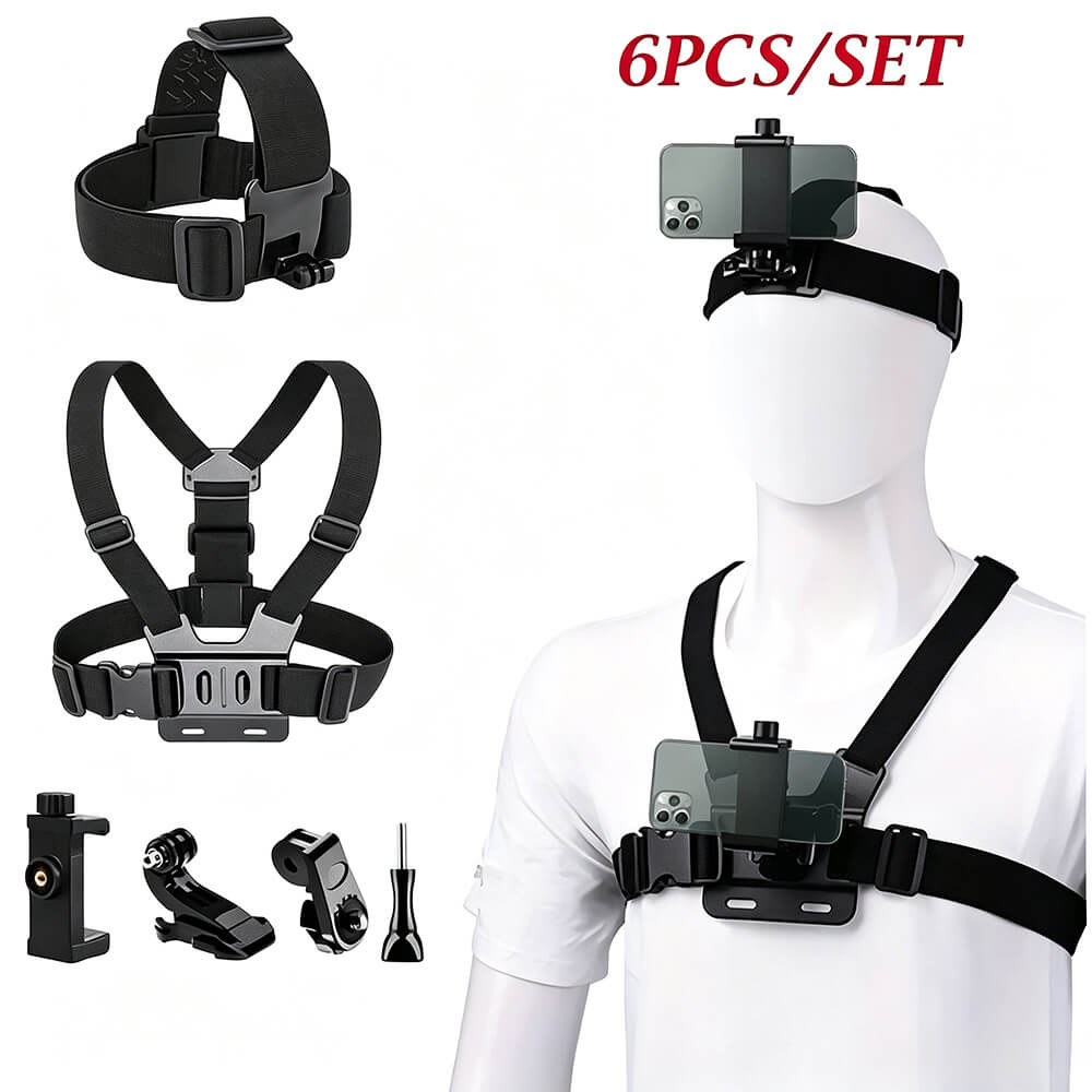 Action Camera Strap & Phone Clip Mounting Kit – Adjustable Backpack Clip Holder for GoPro & Smartphones