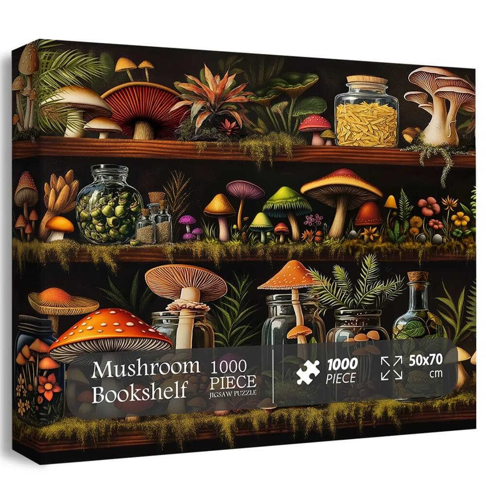 Mushroom Bookshelf Puzzle 1000-Piece