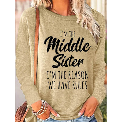 Women's Funny Sister Gift Casual Long Sleeve Top