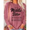 Women's Funny Sister Gift Casual Long Sleeve Top