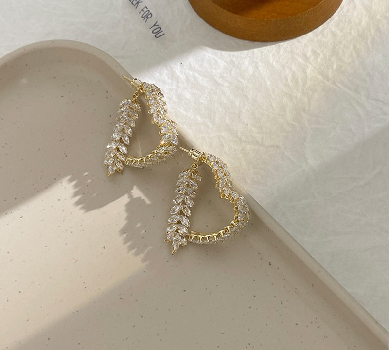 Crystal Heart Zircon Earrings