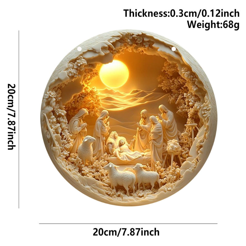 Classic Style The Holy Family Lamb 2D Christmas Nativity Hanging Ornaments