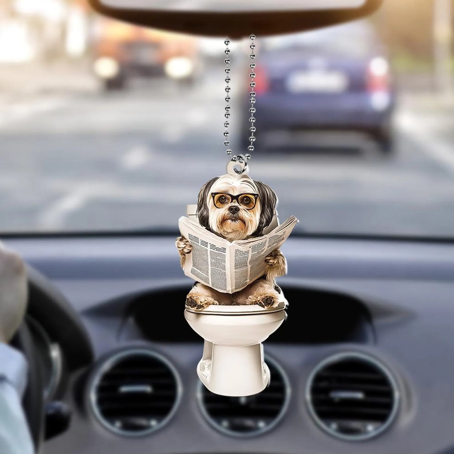 Havanese - Dog Sitting On Toilet Ornament  OT005