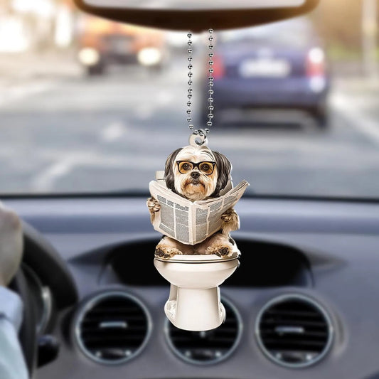 Havanese - Dog Sitting On Toilet Ornament  OT005