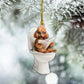 Poodle - Dog Sitting On Toilet Ornament  OT009