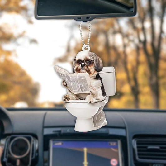 Shih Tzu - Dog Sitting On Toilet Ornament  OT015