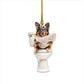 Australian Shepherd - Dog Sitting On Toilet Ornament  OT022