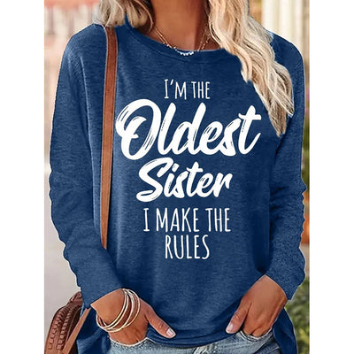 Women's Funny Sister Gift Casual Long Sleeve Top