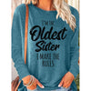 Women's Funny Sister Gift Oldest Sister Casual Long Sleeve Top