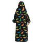 Oversized Wearable Hoodie Blanket – Black Dinosaur