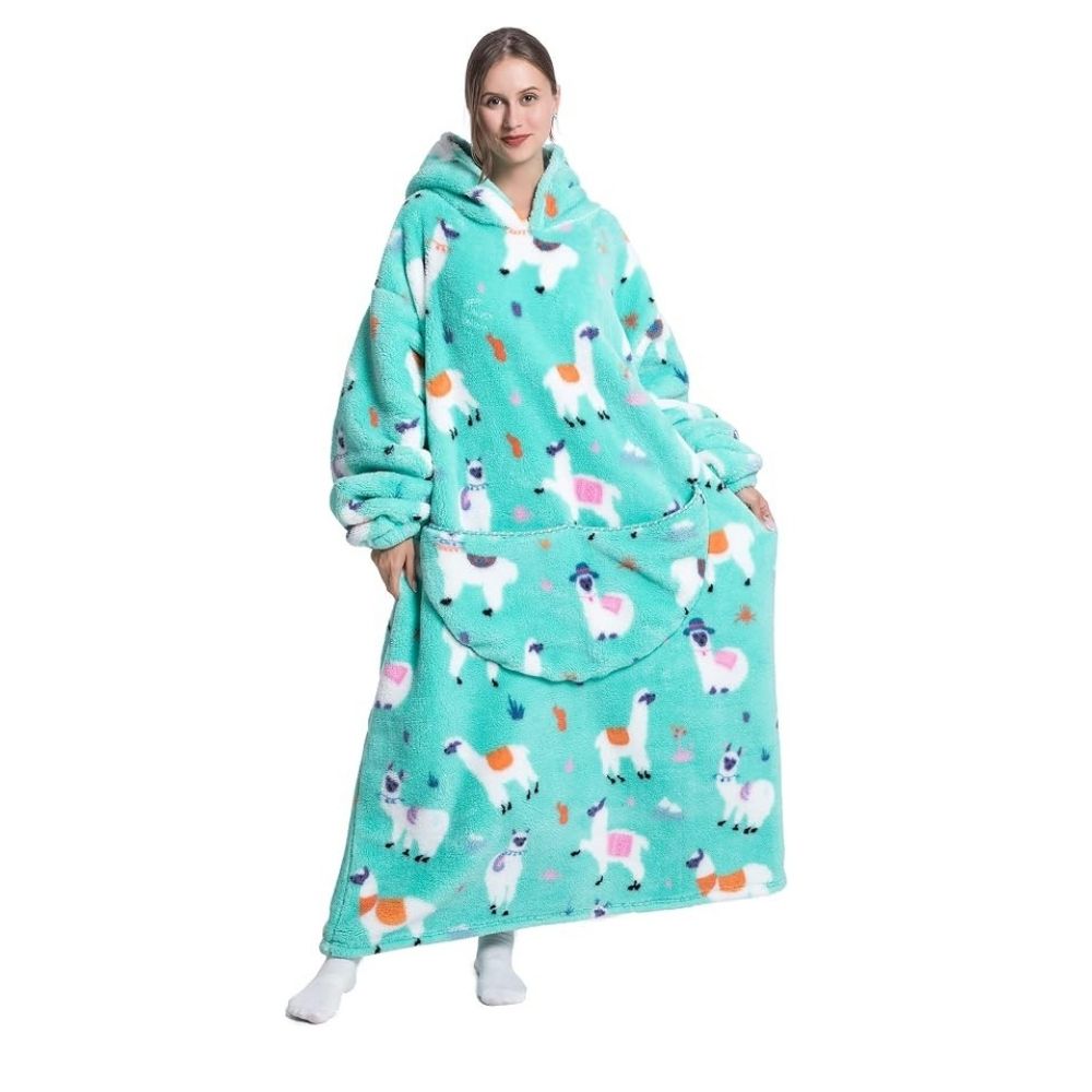 Oversized Wearable Hoodie Blanket – Blue Alpaca