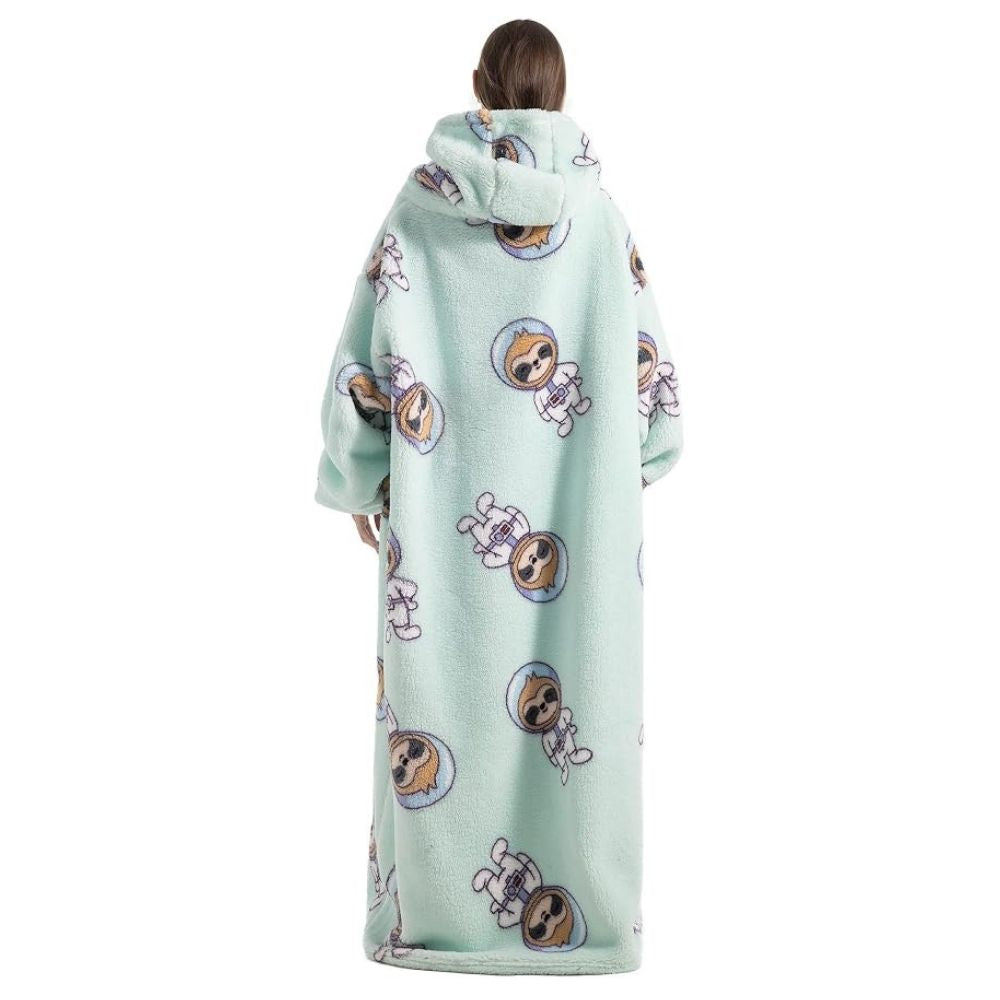 Oversized Wearable Hoodie Blanket – Green Space Sloth