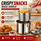 Personal Mini Deep Fryer Set – Stainless Steel Pot with Lift-Out Draining Basket & Food Tongs